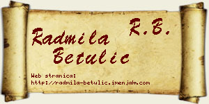 Radmila Betulić vizit kartica